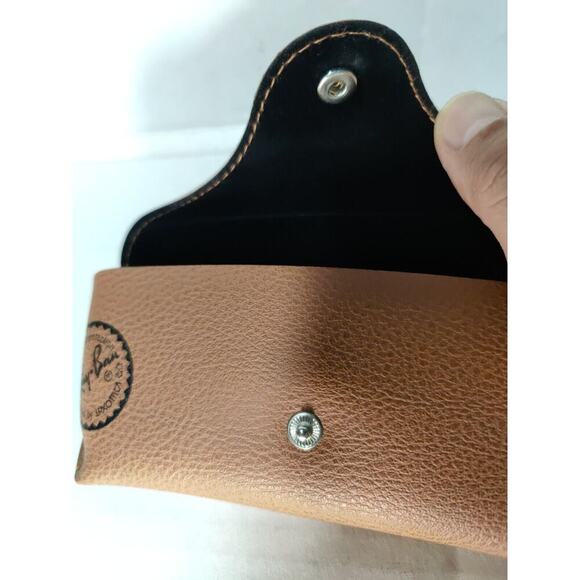 Ray Ban Brown Leather Case only No cleaning cloth PRE OWNED Black Logo - Picture 8 of 13